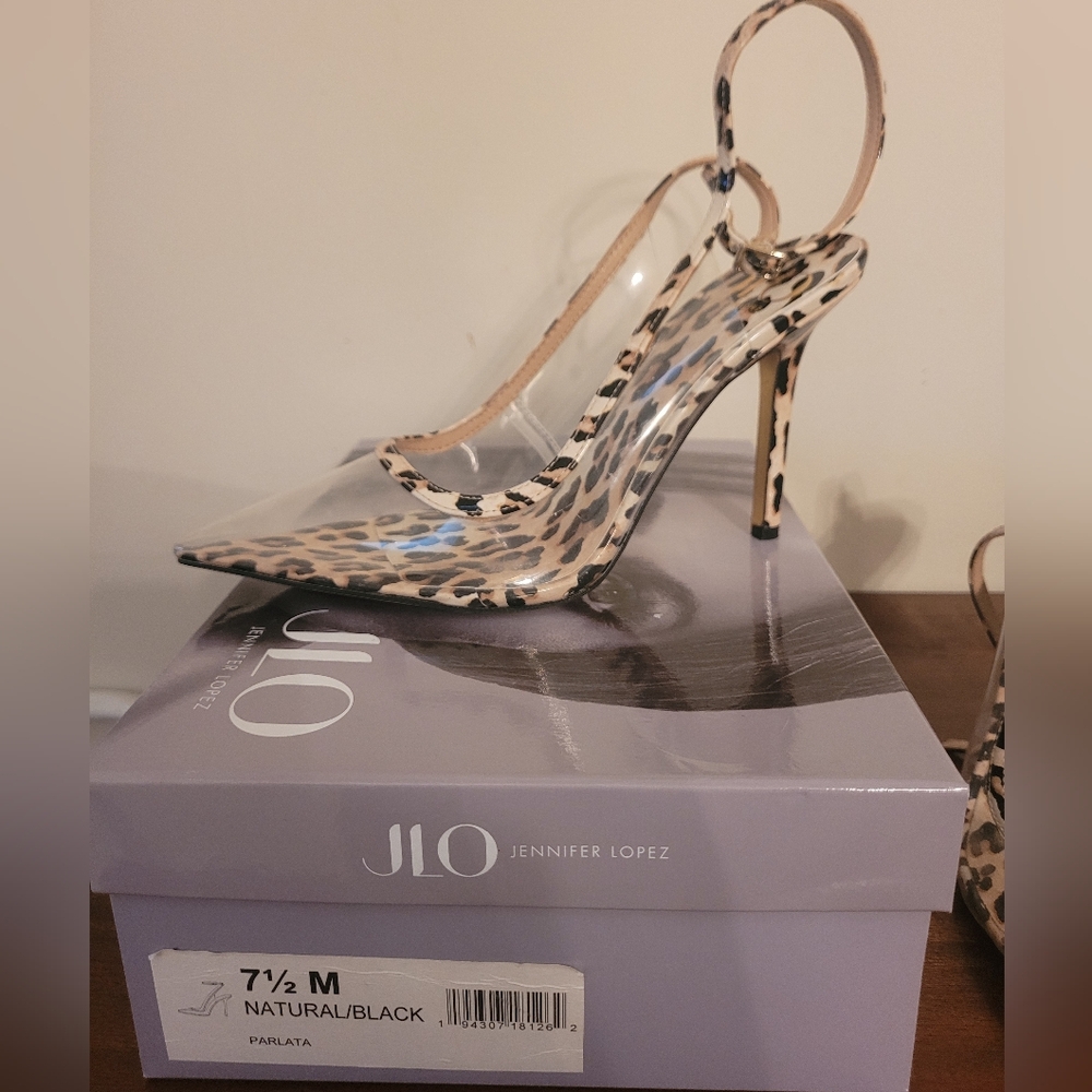 JLo By Jennifer Lopez Natural and Black PARLATA Leopard Heels